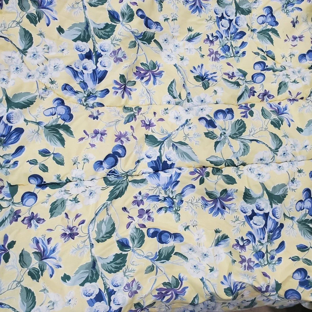 Sheridan Comforter Bed Skirt Set Queen Yellow Blue Floral Cotton Classic Cottage